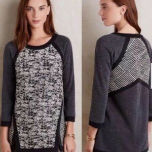 Anthro Harlyn Adelaide Black and Cream Patchwork Tunic Top Small